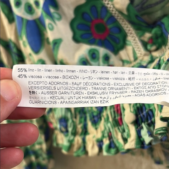 Zara Blue Green Buttoned Crop Blouse - Picture 8 of 8